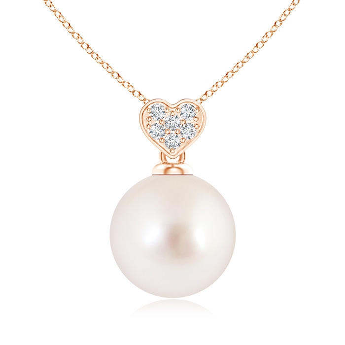 9mm AAAA South Sea Pearl Pendant with Heart-Shaped Bale in Rose Gold