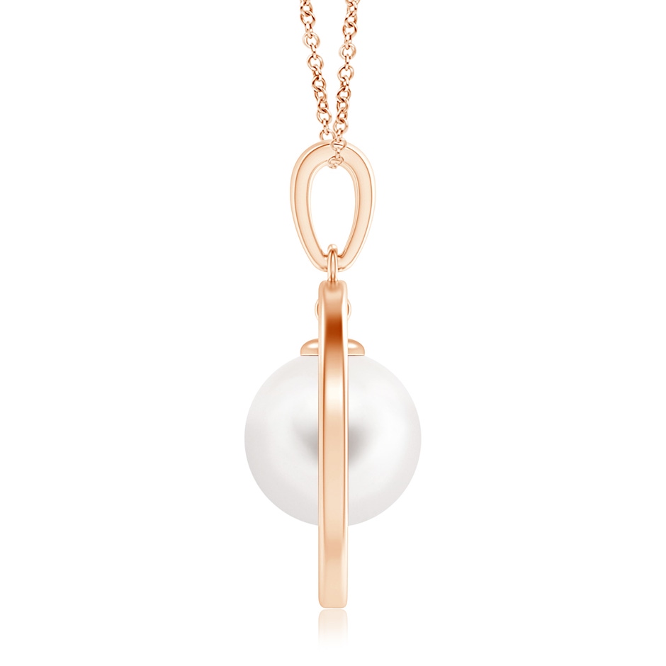 10mm AA Freshwater Pearl Open Circle Dangle Pendant in Rose Gold product image