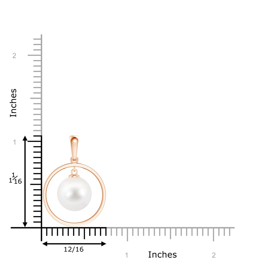 10mm AA Freshwater Pearl Open Circle Dangle Pendant in Rose Gold product image