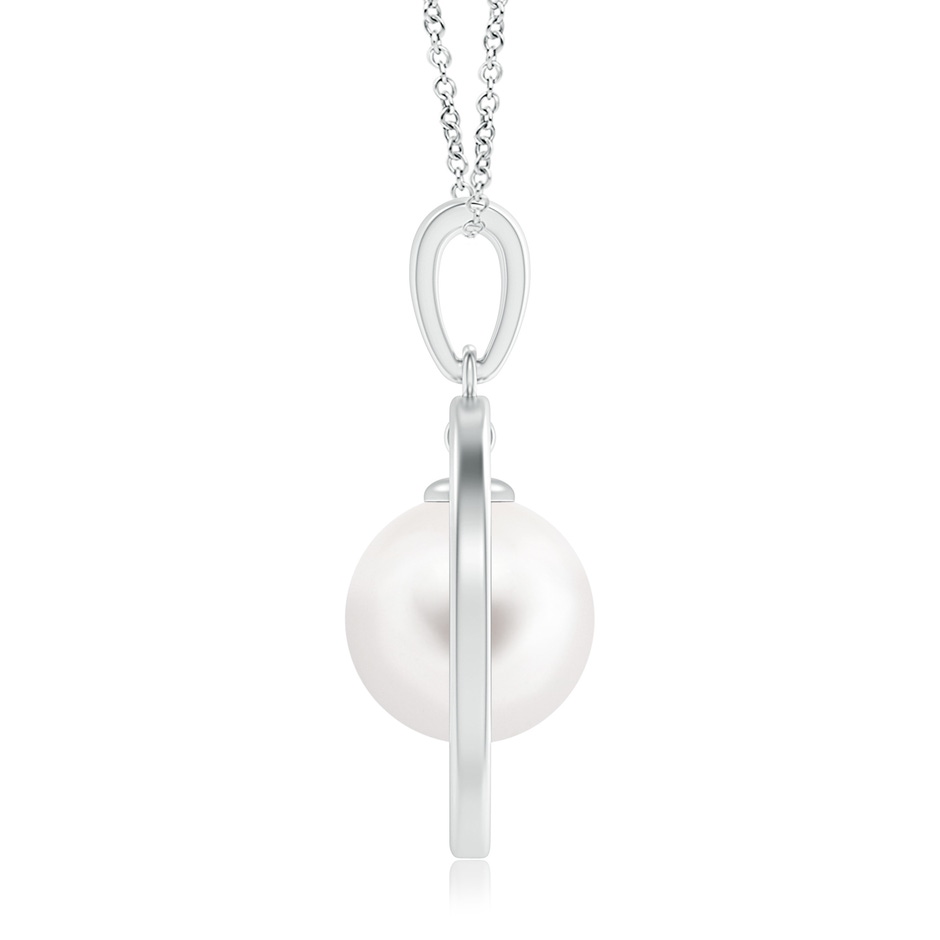 10mm AA Freshwater Pearl Open Circle Dangle Pendant in S999 Silver product image