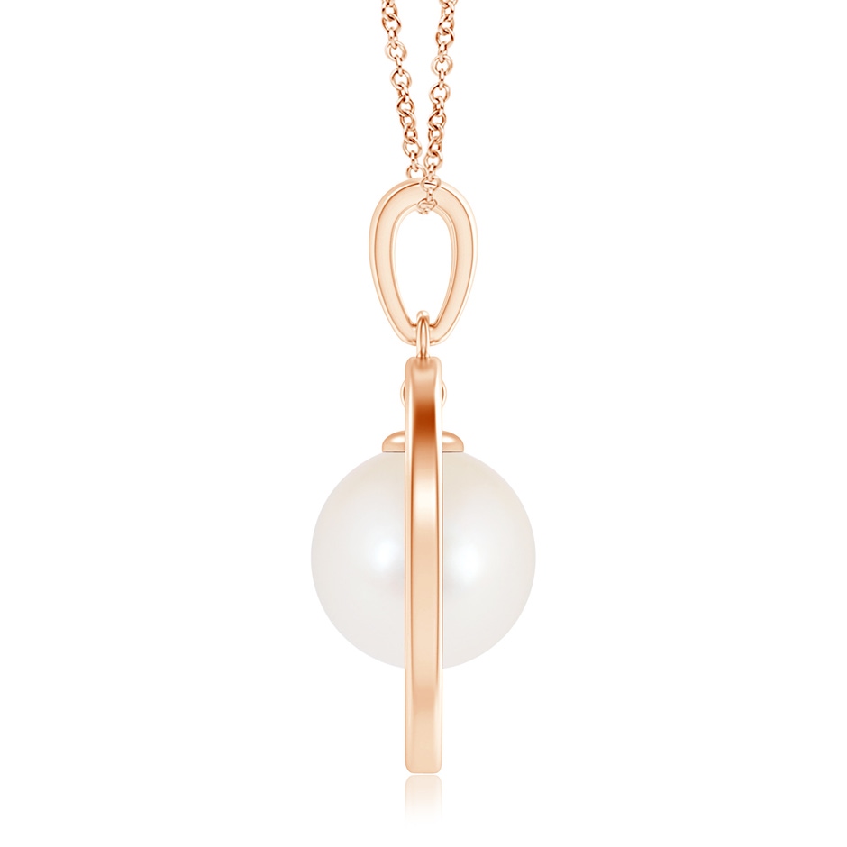 10mm AAA Freshwater Pearl Open Circle Dangle Pendant in Rose Gold product image
