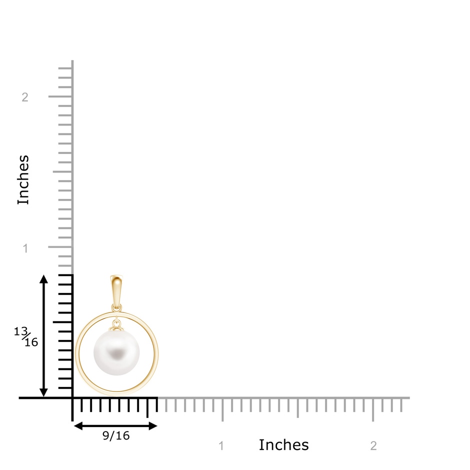 8mm AA Freshwater Pearl Open Circle Dangle Pendant in Yellow Gold product image