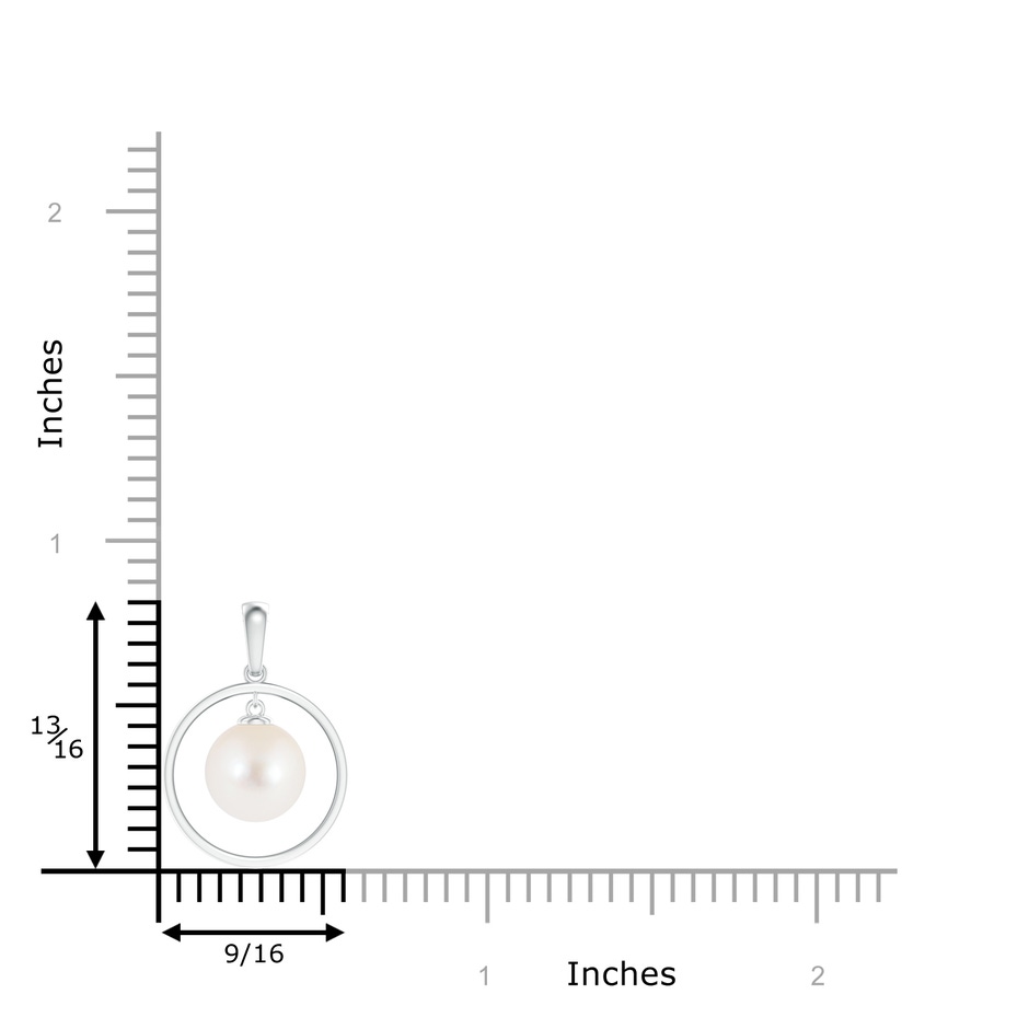 8mm AAA Freshwater Pearl Open Circle Dangle Pendant in White Gold product image
