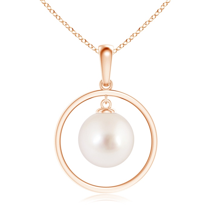 10mm AAAA South Sea Pearl Open Circle Dangle Pendant in Rose Gold