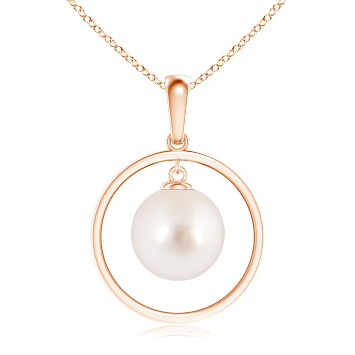 10mm AAAA South Sea Pearl Open Circle Dangle Pendant in Rose Gold 