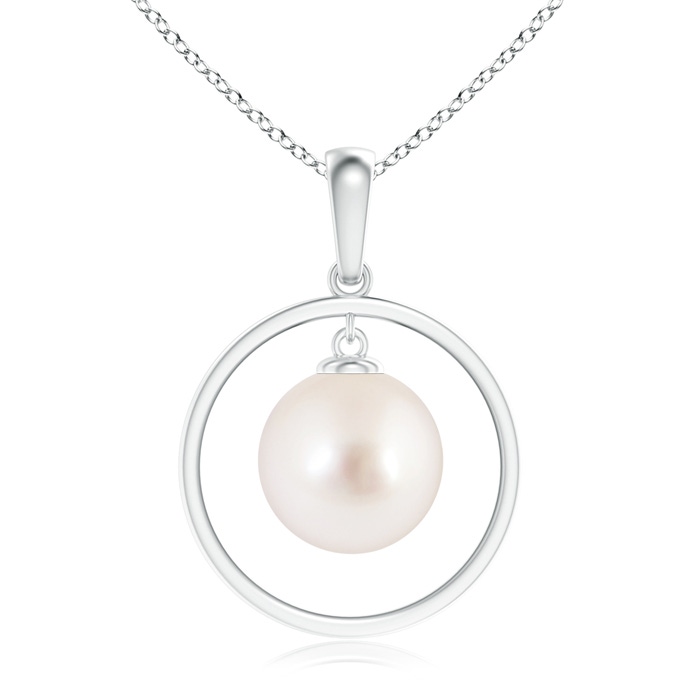 10mm AAAA South Sea Pearl Open Circle Dangle Pendant in S999 Silver