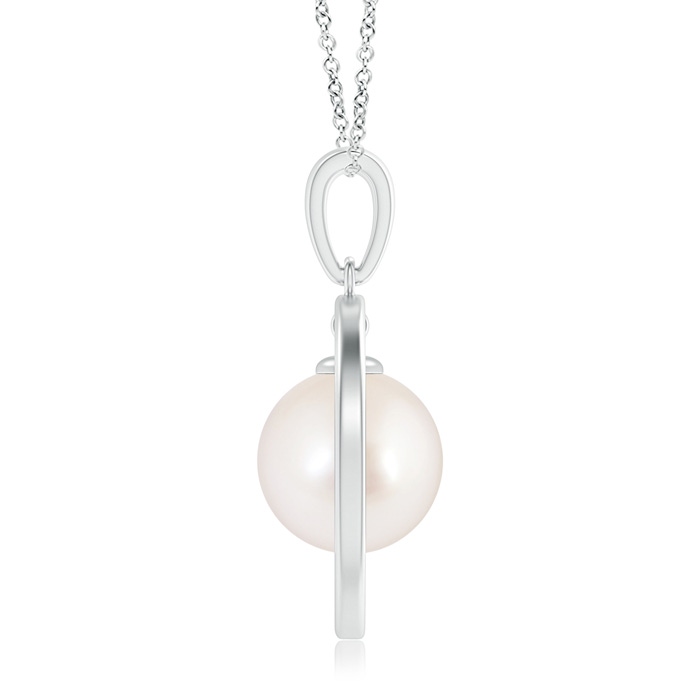 10mm AAAA South Sea Pearl Open Circle Dangle Pendant in White Gold product image