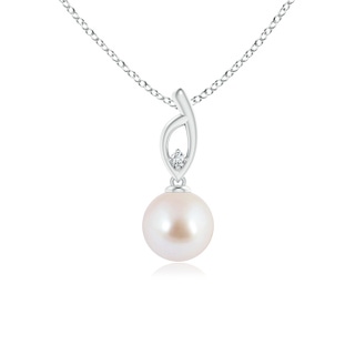 7mm AAA Akoya Cultured Pearl Pendant with Diamond Accent in White Gold