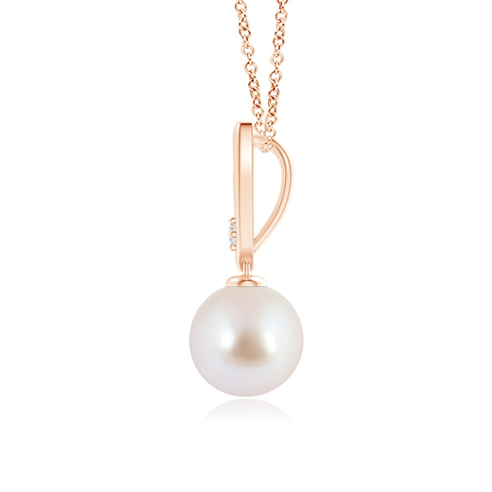 8mm AAA Akoya Cultured Pearl Pendant with Diamond Accent in Rose Gold product image