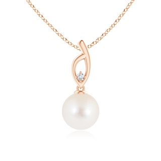 8mm AAA Freshwater Cultured Pearl Pendant with Diamond Accent in Rose Gold