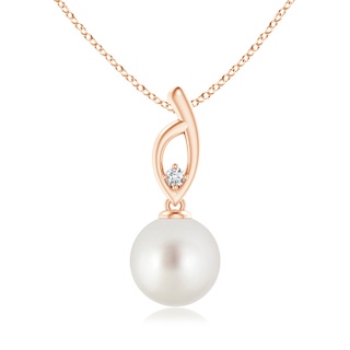 9mm AAA South Sea Cultured Pearl Pendant with Diamond Accent in Rose Gold