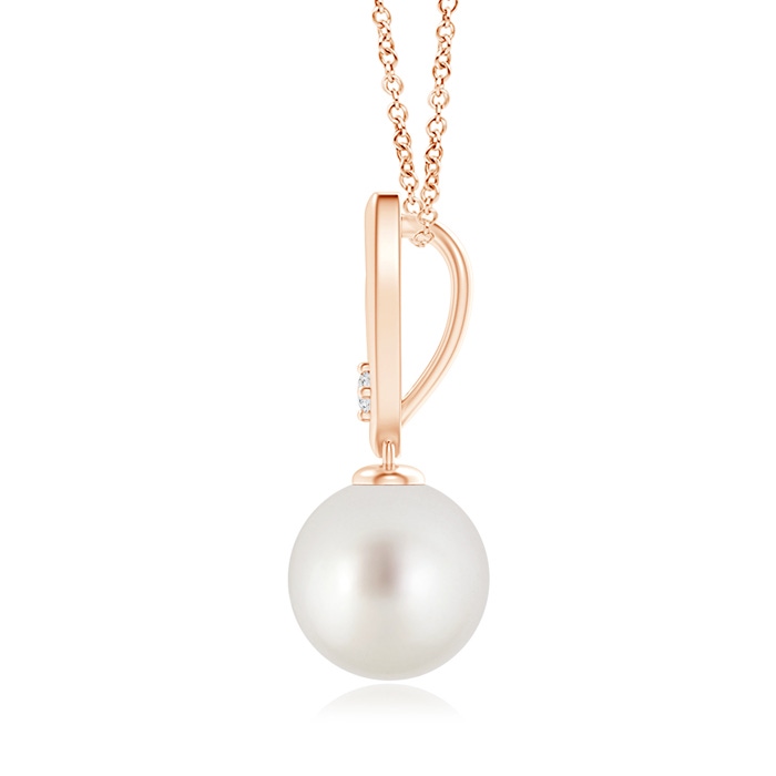9mm AAA South Sea Cultured Pearl Pendant with Diamond Accent in Rose Gold Product Image