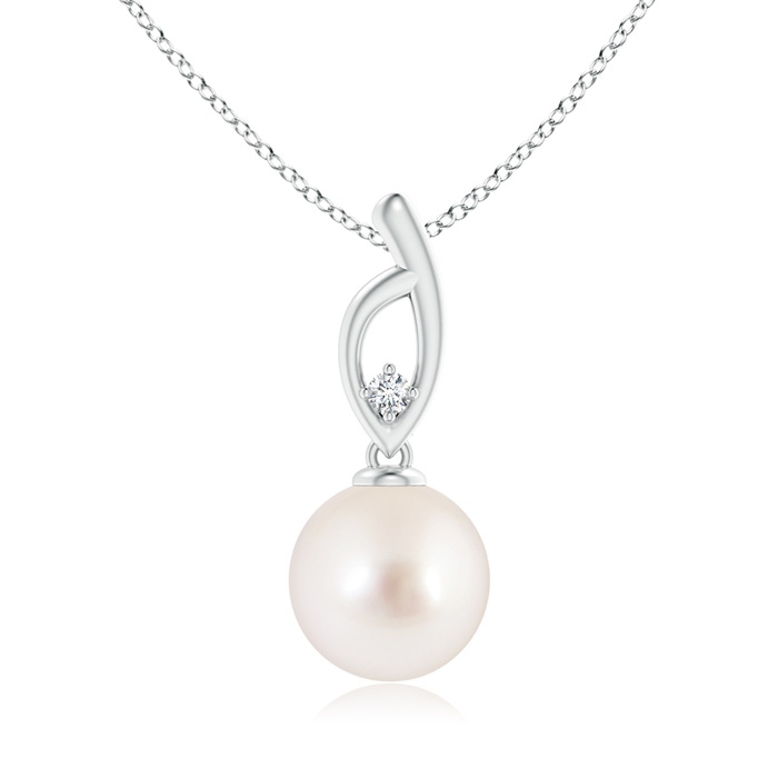 9mm AAAA South Sea Cultured Pearl Pendant with Diamond Accent in S999 Silver