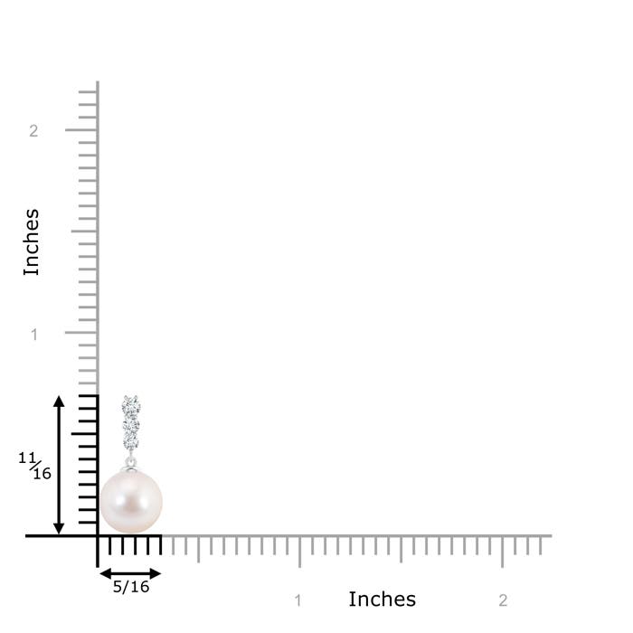 8mm AAAA Japanese Akoya Pearl Drop Pendant with Graduated Diamonds in White Gold - ruler