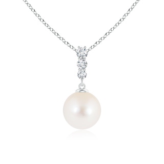 8mm AAA Freshwater Cultured Pearl Pendant with Graduated Diamonds in White Gold