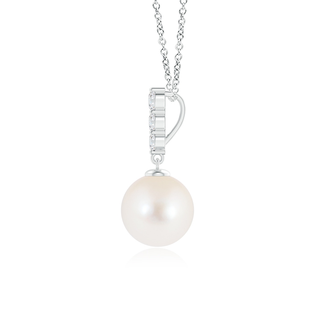 8mm AAA Freshwater Cultured Pearl Pendant with Graduated Diamonds in White Gold Product Image