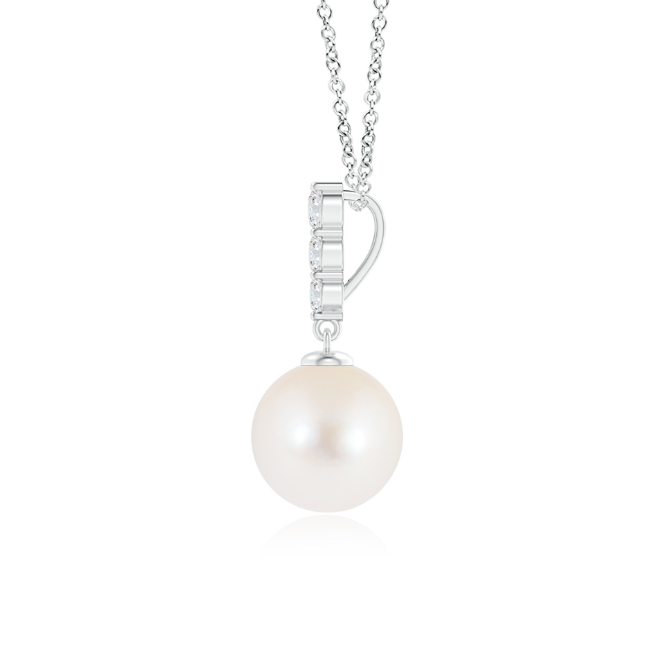 8mm AAA Freshwater Cultured Pearl Pendant with Graduated Diamonds in White Gold product image