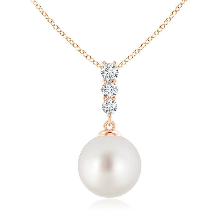 10mm AAA South Sea Pearl Pendant with Graduated Diamonds in Rose Gold 