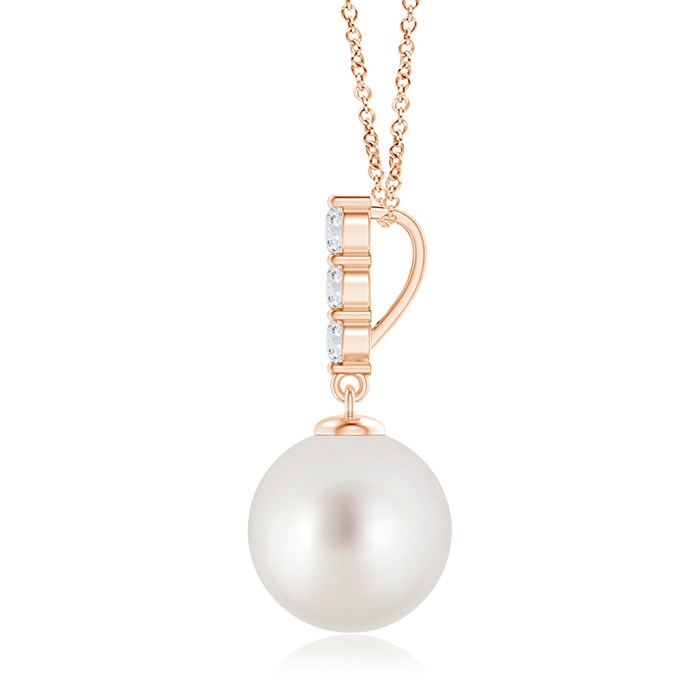 10mm AAA South Sea Pearl Pendant with Graduated Diamonds in Rose Gold product image