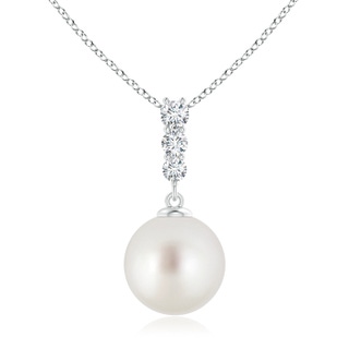 10mm AAA South Sea Pearl Pendant with Graduated Diamonds in S999 Silver