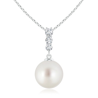 10mm AAA South Sea Pearl Pendant with Graduated Diamonds in White Gold