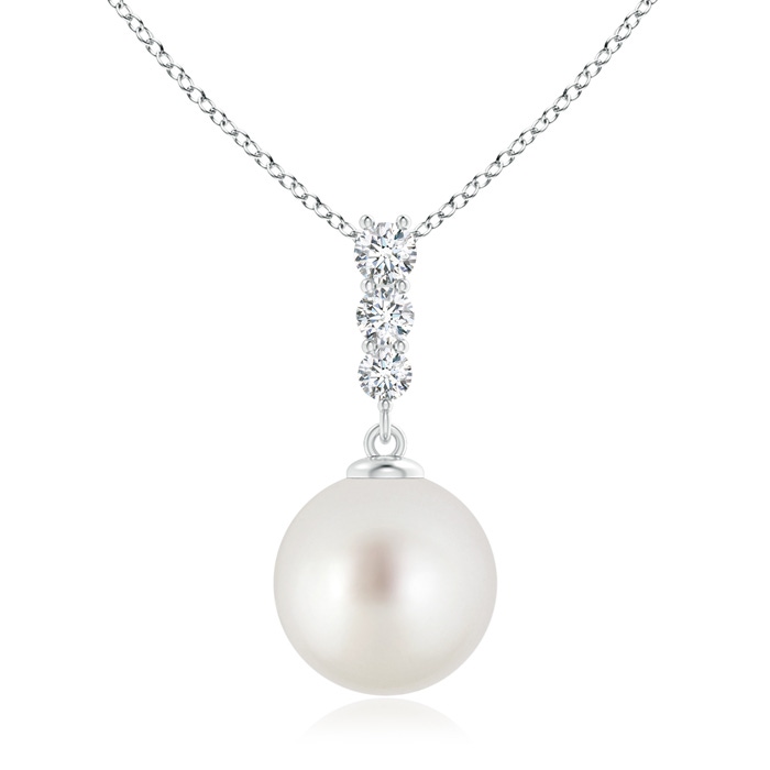 10mm AAA South Sea Pearl Pendant with Graduated Diamonds in White Gold 