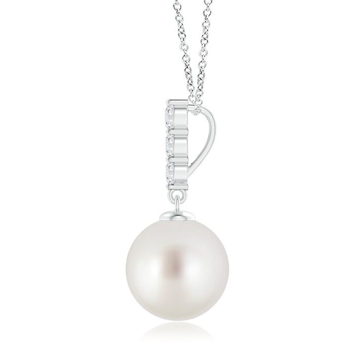 10mm AAA South Sea Pearl Pendant with Graduated Diamonds in White Gold product image