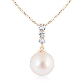 10mm AAAA South Sea Pearl Pendant with Graduated Diamonds in Rose Gold