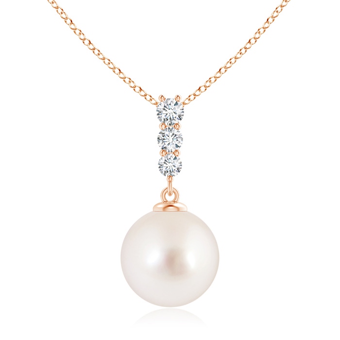 10mm AAAA South Sea Pearl Pendant with Graduated Diamonds in Rose Gold