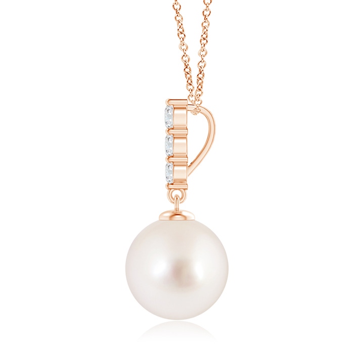10mm AAAA South Sea Pearl Pendant with Graduated Diamonds in Rose Gold Product Image