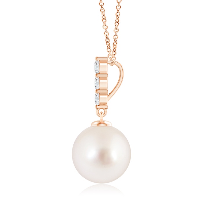 10mm AAAA South Sea Pearl Pendant with Graduated Diamonds in Rose Gold product image