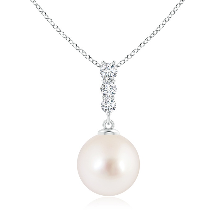 10mm AAAA South Sea Pearl Pendant with Graduated Diamonds in S999 Silver
