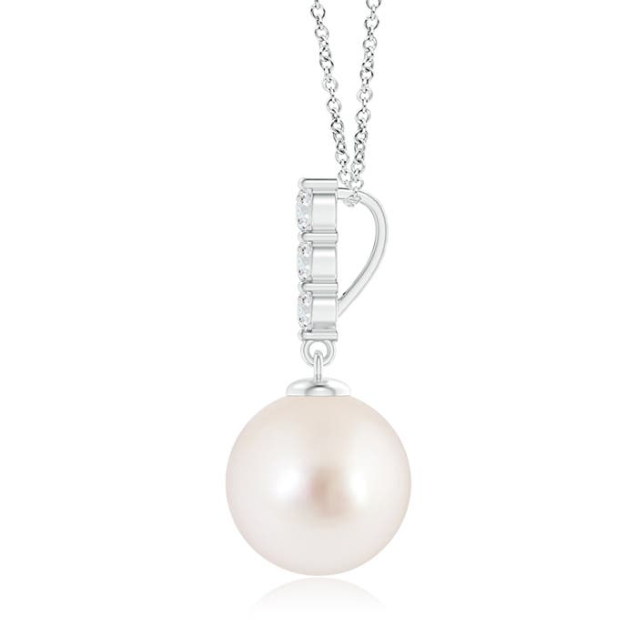 10mm AAAA South Sea Pearl Pendant with Graduated Diamonds in S999 Silver