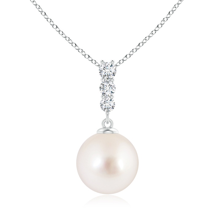 10mm AAAA South Sea Pearl Pendant with Graduated Diamonds in White Gold 