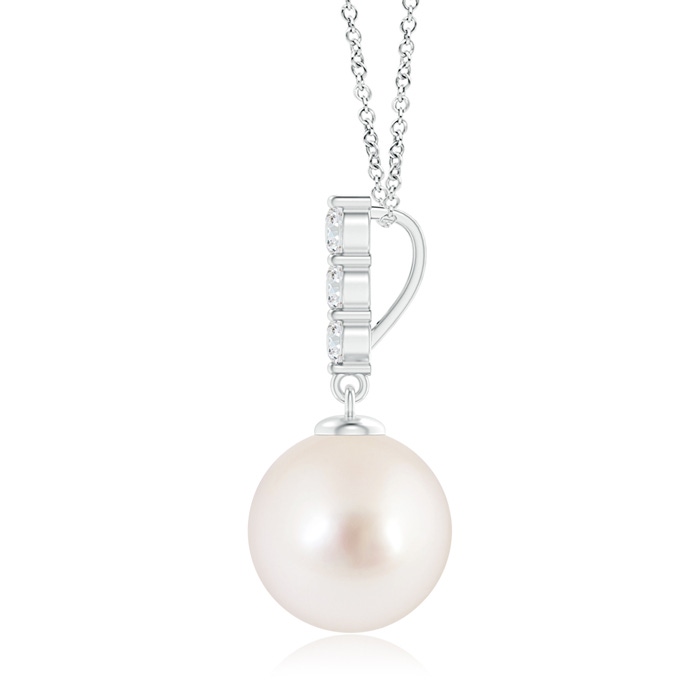 10mm AAAA South Sea Pearl Pendant with Graduated Diamonds in White Gold product image