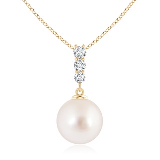 10mm AAAA South Sea Pearl Pendant with Graduated Diamonds in Yellow Gold