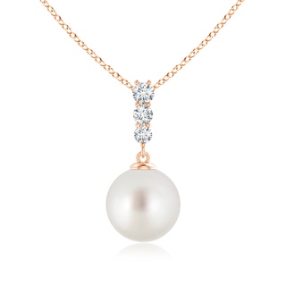 9mm AAA South Sea Pearl Pendant with Graduated Diamonds in Rose Gold