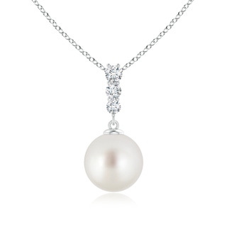 9mm AAA South Sea Pearl Pendant with Graduated Diamonds in S999 Silver