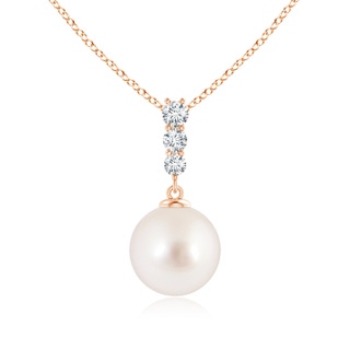 9mm AAAA South Sea Pearl Pendant with Graduated Diamonds in Rose Gold
