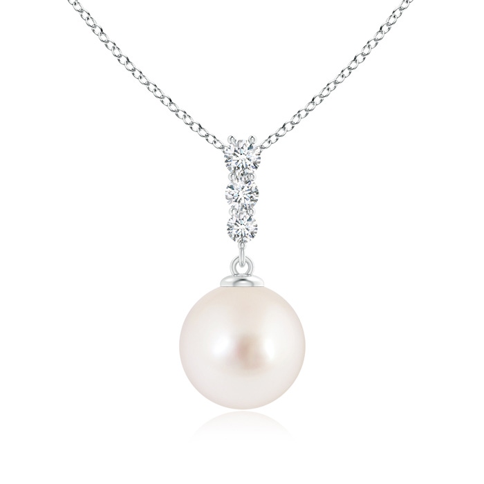 9mm AAAA South Sea Pearl Pendant with Graduated Diamonds in S999 Silver 