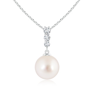 9mm AAAA South Sea Pearl Pendant with Graduated Diamonds in S999 Silver