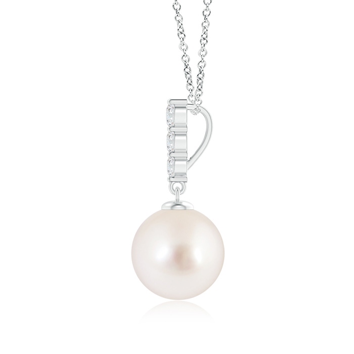 9mm AAAA South Sea Pearl Pendant with Graduated Diamonds in S999 Silver Product Image