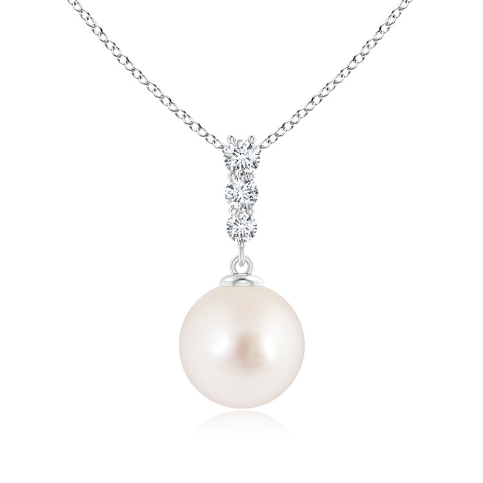 9mm AAAA South Sea Pearl Pendant with Graduated Diamonds in White Gold