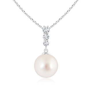 9mm AAAA South Sea Pearl Pendant with Graduated Diamonds in White Gold