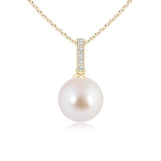 8mm AAA Akoya Cultured Pearl Drop Pendant with Diamond Bale in Yellow Gold