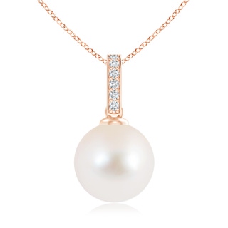 10mm AAA Freshwater Cultured Pearl Drop Pendant with Diamond Bale in Rose Gold