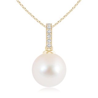 10mm AAA Freshwater Cultured Pearl Drop Pendant with Diamond Bale in Yellow Gold
