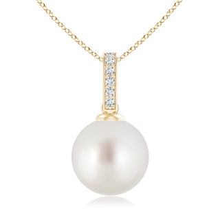 10mm AAA South Sea Pearl Drop Pendant with Diamond Bale in Yellow Gold