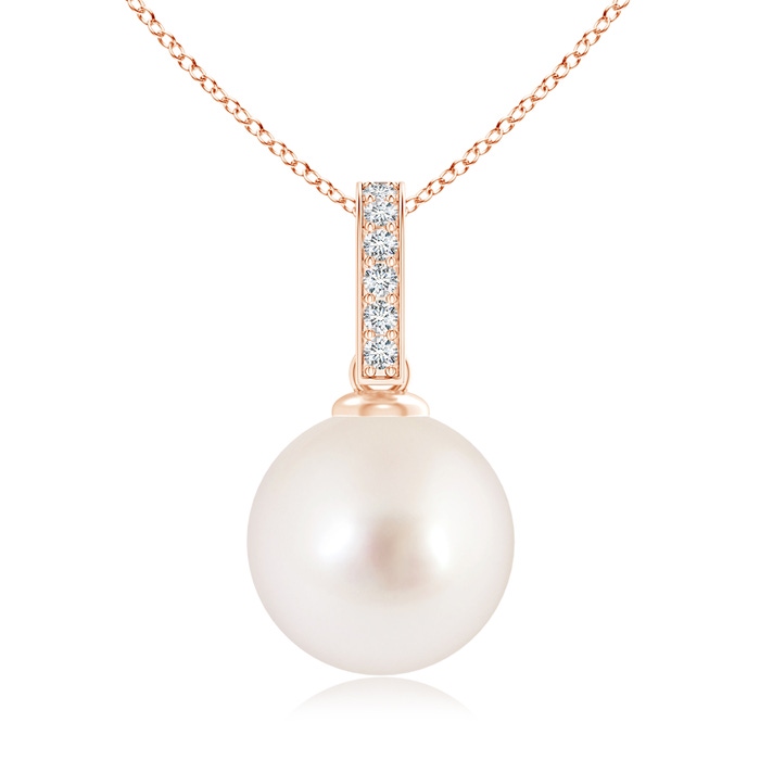 10mm AAAA South Sea Pearl Drop Pendant with Diamond Bale in Rose Gold