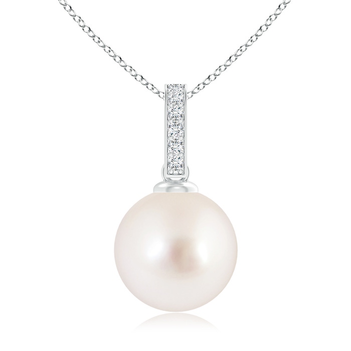 10mm AAAA South Sea Pearl Drop Pendant with Diamond Bale in S999 Silver